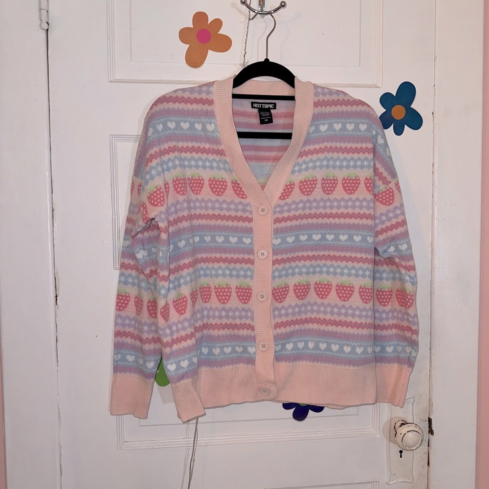 Pink Strawberry Cardigan from Hot Topic